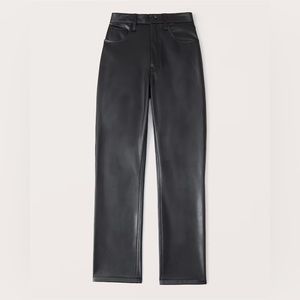Abercrombie and Fitch Black Vegan Leather 90s Straight Pant Size 27/4